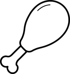 Chicken Drumstick Line Art for USA Independence Day BBQ Design