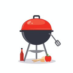 Fototapeta premium Classic barbecue grill with tools ready for Canada Day celebration