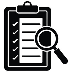 Checklist on Clipboard with Tick Marks Being Magnified By a Handheld Loupe