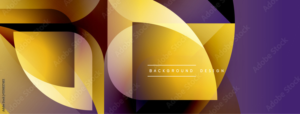 Fototapete abstract geometric shapes overlap, creating dynamic golden, purple gradients. modern design element 