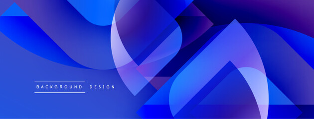 Fototapeta na wymiar Abstract blue design features overlapping shapes, gradients. Modern aesthetic suitable for backgrounds, presentations. Minimal text present.