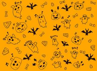 halloween background Pumpkin Bat Ghost Candy Pumpkin Pie Candy corn