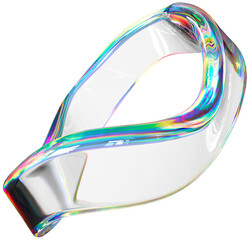 3D Glass dispersion abstract ribbon element. Reflecton shape on transparent background. Realistic graphic glare and transparency effect