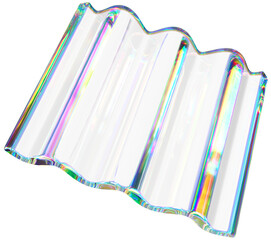 3D Glass dispersion abstract element. Reflecton shape on transparent background. Realistic graphic glare and transparency effect