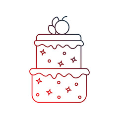 cake gradient outline icon with white background vector stock illustration