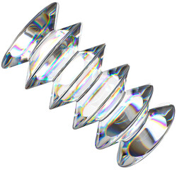 3D Glass dispersion abstract element. Reflecton shape on transparent background. Realistic graphic glare and transparency effect