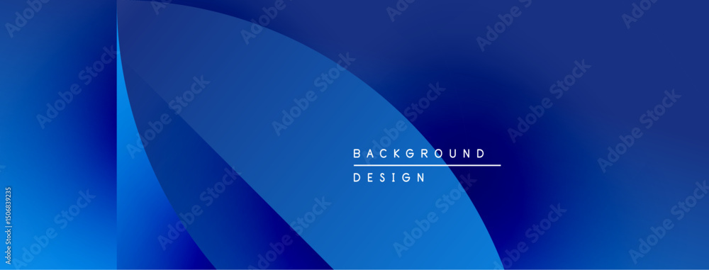 Fototapete abstract blue gradients create dynamic layers. text reads background design, simple, modern aestheti