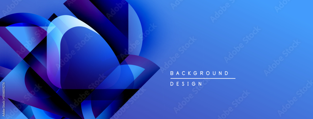 Aufkleber abstract blue shapes create dynamic background. gradient hues suggest depth, modern design elements 