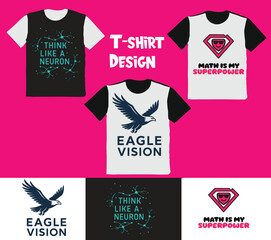 High quality t-shirt design for your brand. "Creative T-Shirt Design Bundle – Think Like a Neuron, Eagle Vision, Minimalist Angry Face Motivational, Abstract, Science & Animal Inspired Vector Graphics