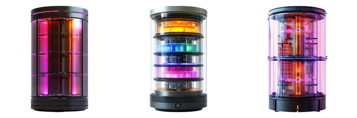 Isolated Cylinder with Colorful Lights on Transparent Background