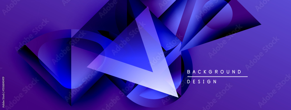 Aufkleber abstract geometric shapes overlap, creating dynamic purple, blue gradients. modern design elements s