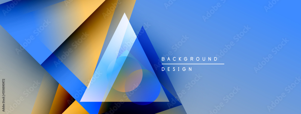 Leinwandbilder abstract geometric shapes overlap, creating dynamic blue, gold gradient effect. modern design suitab