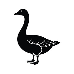 Goose Silhouette, Goose vector Art & Illustration on a white background