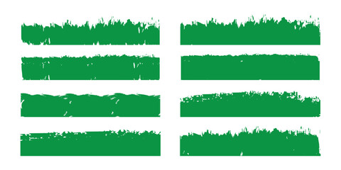 Natural fresh green grass. Green grass border set on white background. Vector Illustration.
