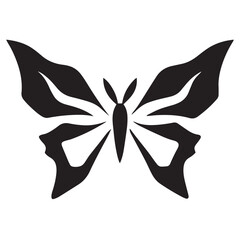 Abstract Butterfly Silhouette Vector Design with Elegant Wings for Nature Art, Tattoo Template, Decoration, Insect Symbol, and Graphic Illustration