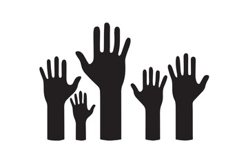 Obraz premium Silhouette Raised Hands Vector for Unity and Support Graphics