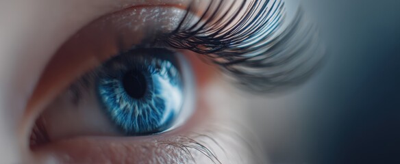 The captivating blue eye with striking eyelashes and intricate details.