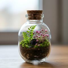 Miniature Botanical Terrarium in Glass Bottle: A Charming Tabletop Garden