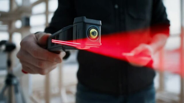 Closeup of Person scaning with termal