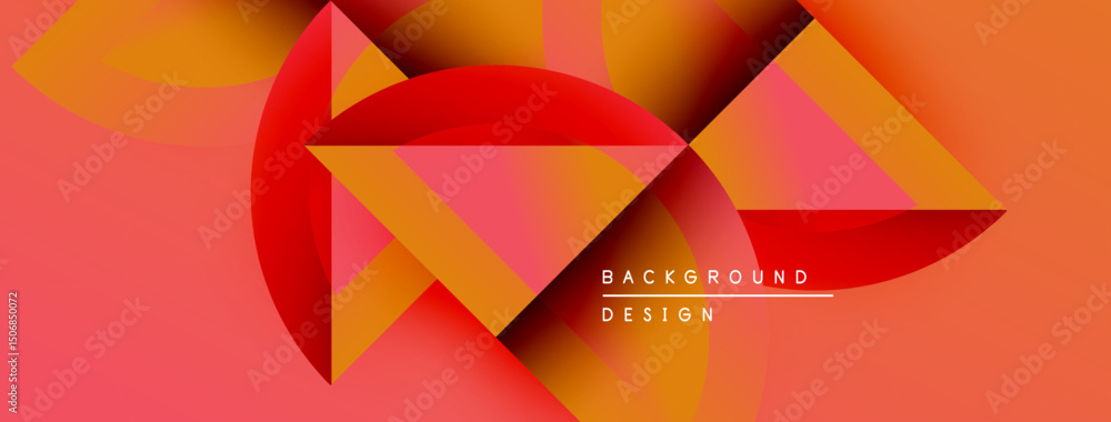 Poster abstract geometric shapes, vibrant orange hues, dynamic composition. modern design elements create s