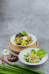 caesar salad & salmon salad