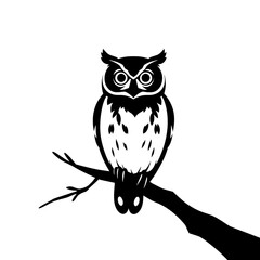Wise Owl Silhouette: A meticulously crafted silhouette of a wise owl perched regally on a sturdy branch, evoking a sense of wisdom and observation.