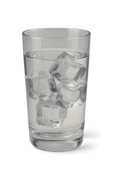 Clear Glass of Water with Ice Cubes on Transparent Background