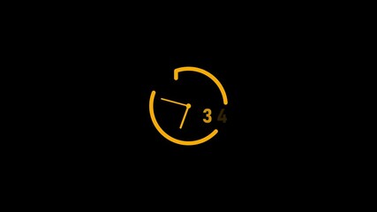 34 minute timer clock.34 minute clock icon modern design animation isolated on background.