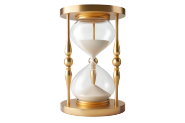 Golden Hourglass isolated on white background PNG