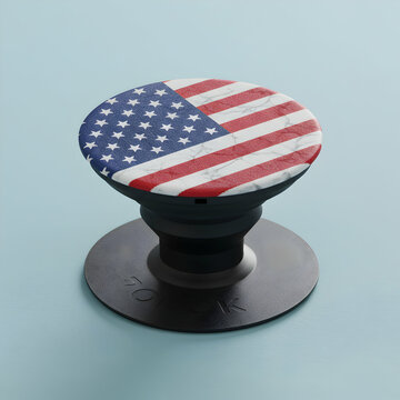 USA Flag Marble Phone Grip: Patriotism PopSocket for Cell Phones, Tablets & Cases - American Design Accessory