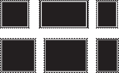 set of vector postage frames. Postage stamp borders set. Vector isolated illustration. Mockup photo postage stamps