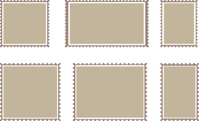 set of vintage postage stamps. Blank postage stamp. Clean postage stamp template. Postage icon.