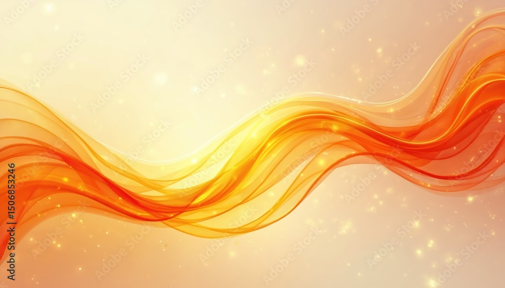 Poster abstract vibrant summer background design. orange yellow gradient waves. light bokeh sparkles, digit