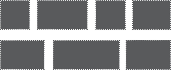 set of blank postage stamps. Postage stamp borders  isolated on vector illustration. 