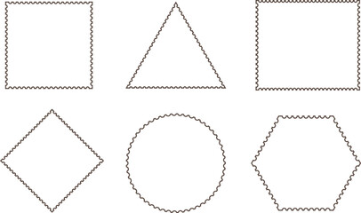 Set of a blank postage stamps. Blank borders of post stamps. Collection postmarks for mail letter.
