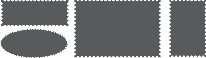 set of vintage stamps with space for text. Blank postage stamp. Clean postage stamp template. Postage icons