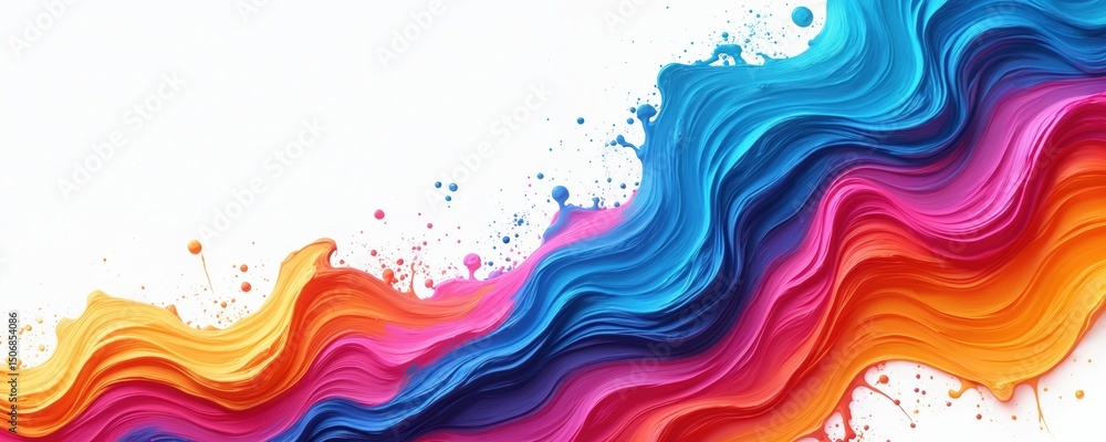 Poster abstract artistic illustration vibrant colorful brushstroke swirl wave design. bright paint splash b