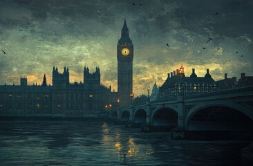 Naklejka premium London Houses of Parliament at Dusk (3)