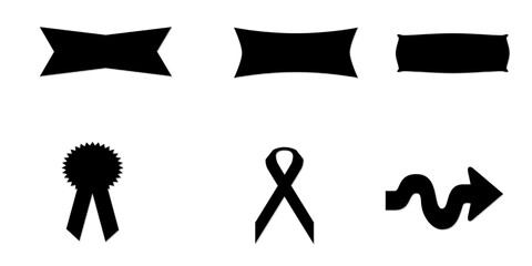 Silhouette Ribbons, Banners and Arrow Design Elements | Black Graphic Shapes for Badges, Awards and Website Decor