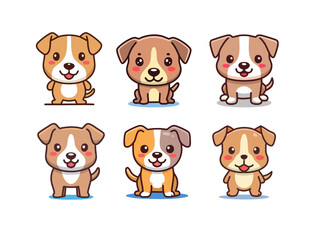Cute Baby Pitbull Cartoon Vector – Adorable Puppy Character in Kawaii Style for Kids, Dog Lovers, and Pet-Themed Designs