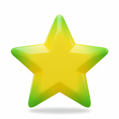 Vibrant Yellow and Green 3D Star: Perfect for Rating Systems and Design Projects