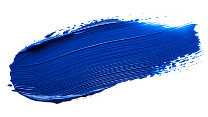 Hand painted stroke of blue paint brush isolated on white background PNG