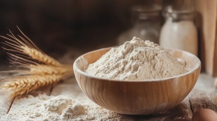 Isolated Wheat Flour in a Bowl: Ideal Ingredient for Bakery and Culinary Creations