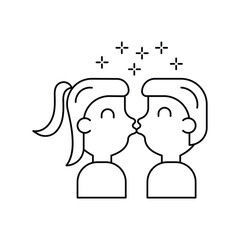 kiss lineal icon with white background vector stock illustration