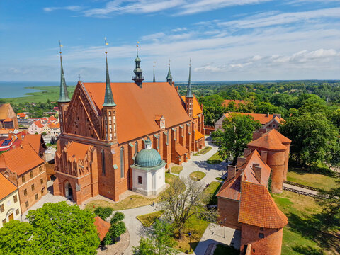 Beautiful view of Cathedral complex, situated on the Vistula lagoon in Frombork. Poland