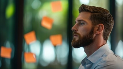 Obraz premium Leadership Manager guiding a software development team through an agile workflow session.