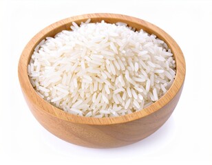 A Bowl of White Rice in a Wooden Bowl