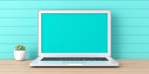 Fototapeta premium a minimalist vector design of a laptop on a clean surface with subtle shadows