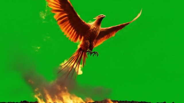 Fiery phoenix bird in flight