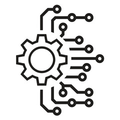 Digital technology gear icon concept isolated on white background. Vector illustration
